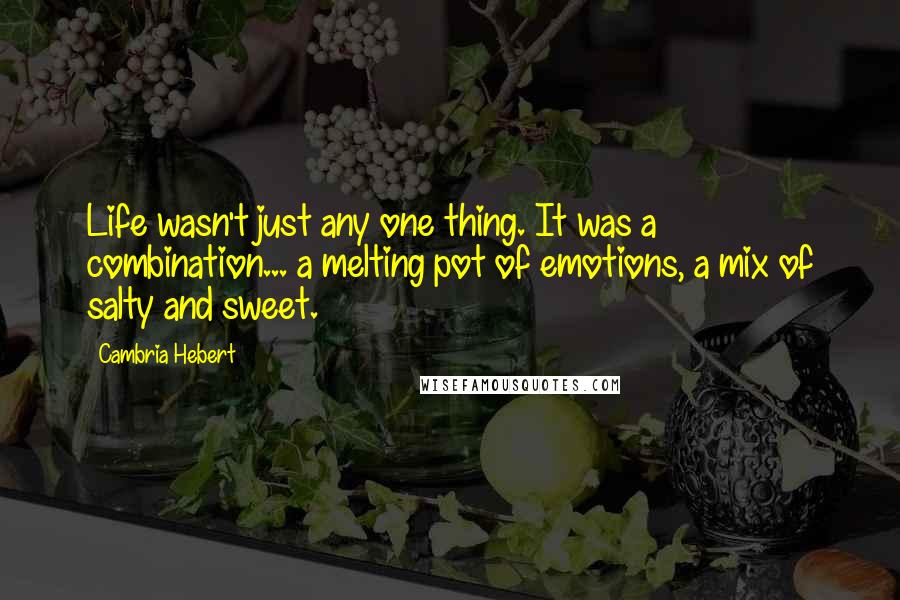Cambria Hebert Quotes: Life wasn't just any one thing. It was a combination... a melting pot of emotions, a mix of salty and sweet.