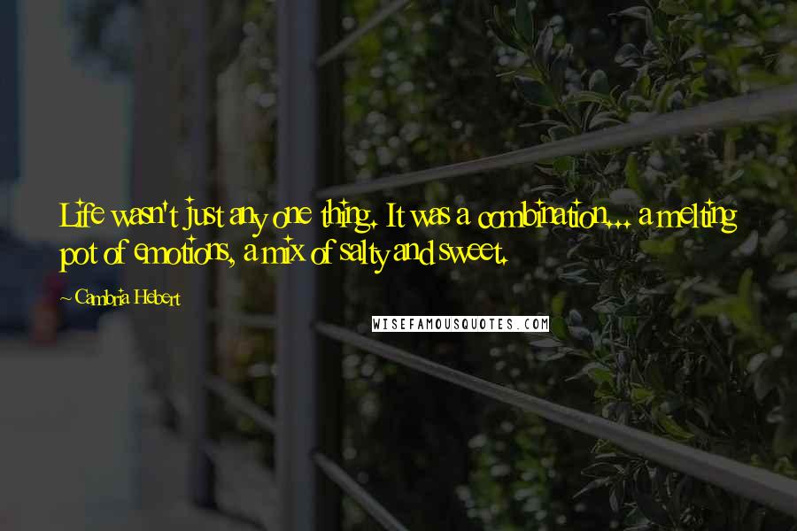 Cambria Hebert Quotes: Life wasn't just any one thing. It was a combination... a melting pot of emotions, a mix of salty and sweet.