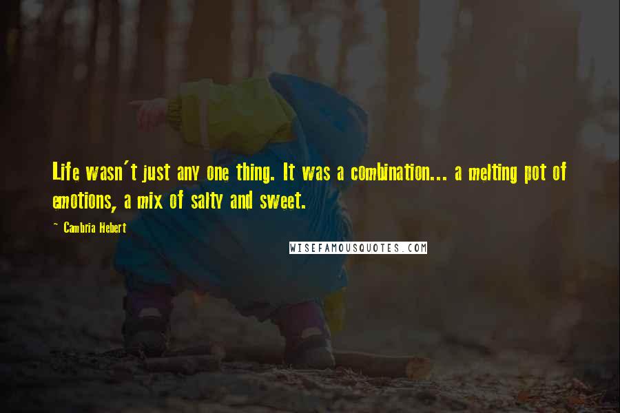 Cambria Hebert Quotes: Life wasn't just any one thing. It was a combination... a melting pot of emotions, a mix of salty and sweet.