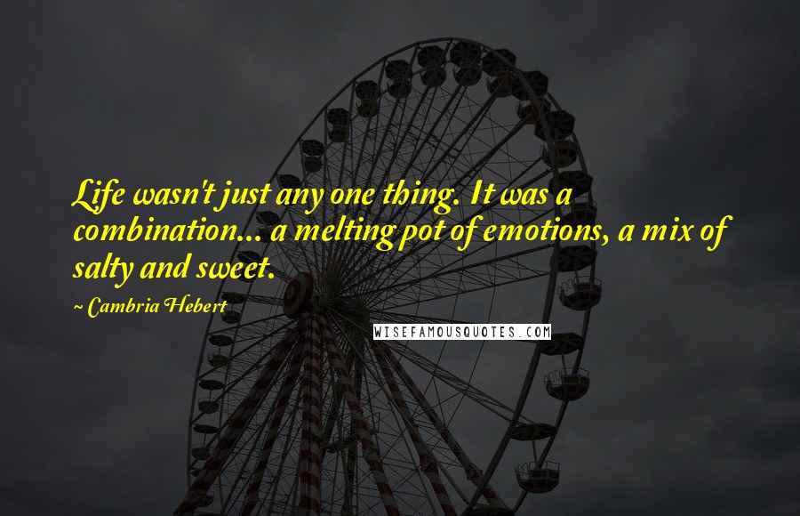 Cambria Hebert Quotes: Life wasn't just any one thing. It was a combination... a melting pot of emotions, a mix of salty and sweet.