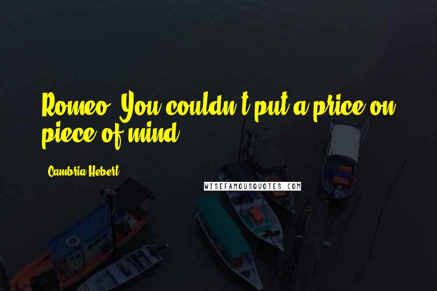 Cambria Hebert Quotes: Romeo: You couldn't put a price on piece of mind.