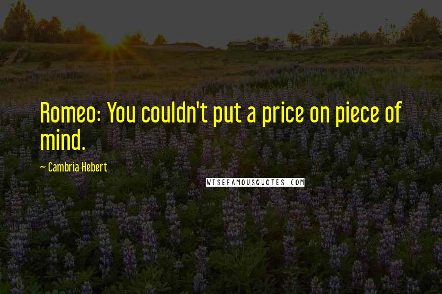 Cambria Hebert Quotes: Romeo: You couldn't put a price on piece of mind.