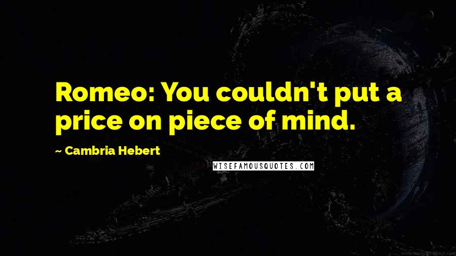 Cambria Hebert Quotes: Romeo: You couldn't put a price on piece of mind.