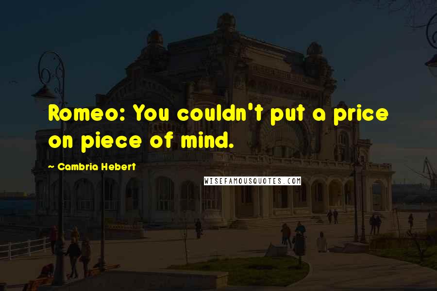 Cambria Hebert Quotes: Romeo: You couldn't put a price on piece of mind.