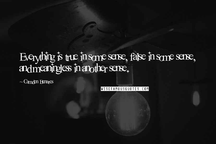 Camden Benares Quotes: Everything is true in some sense, false in some sense, and meaningless in another sense.