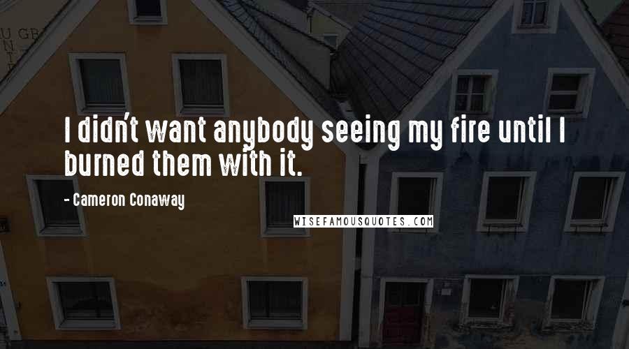 Cameron Conaway Quotes: I didn't want anybody seeing my fire until I burned them with it.