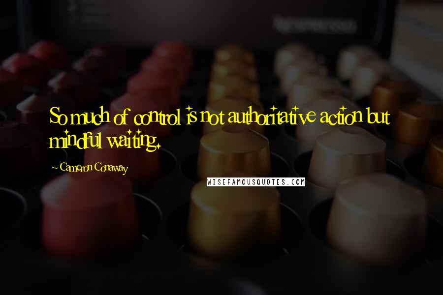 Cameron Conaway Quotes: So much of control is not authoritative action but mindful waiting.