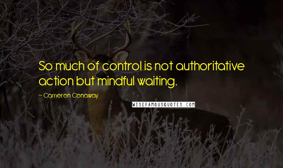 Cameron Conaway Quotes: So much of control is not authoritative action but mindful waiting.