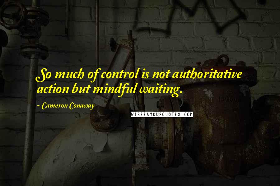 Cameron Conaway Quotes: So much of control is not authoritative action but mindful waiting.