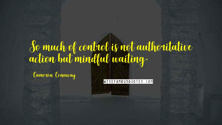 Cameron Conaway Quotes: So much of control is not authoritative action but mindful waiting.