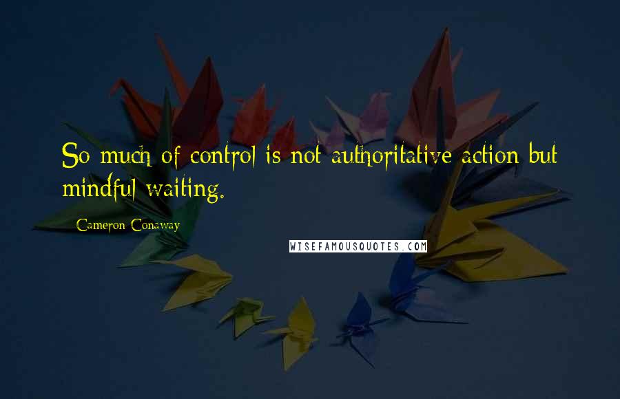 Cameron Conaway Quotes: So much of control is not authoritative action but mindful waiting.