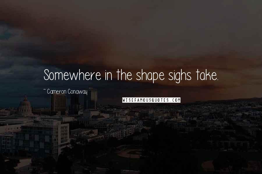 Cameron Conaway Quotes: Somewhere in the shape sighs take.