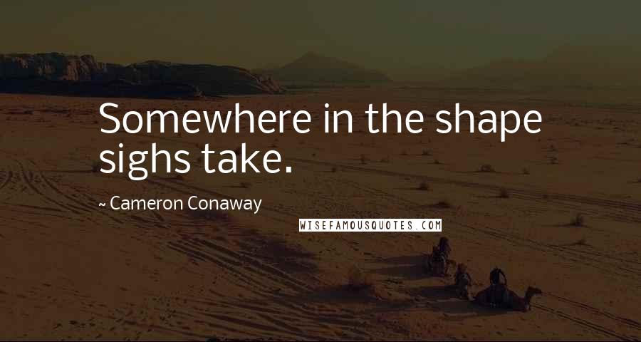 Cameron Conaway Quotes: Somewhere in the shape sighs take.