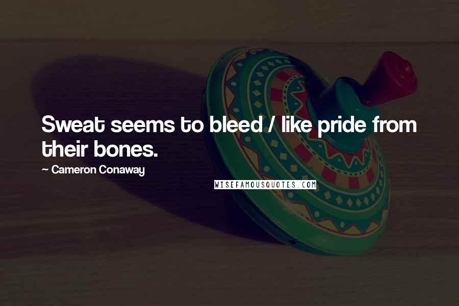 Cameron Conaway Quotes: Sweat seems to bleed / like pride from their bones.