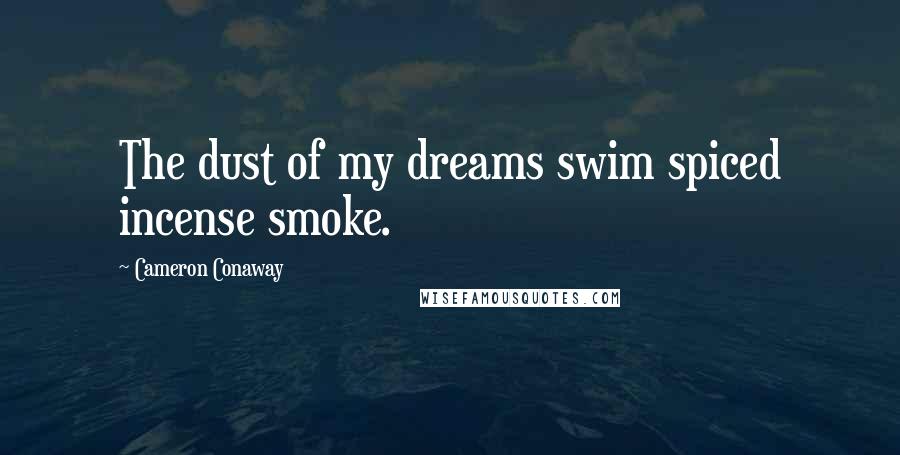 Cameron Conaway Quotes: The dust of my dreams swim spiced incense smoke.