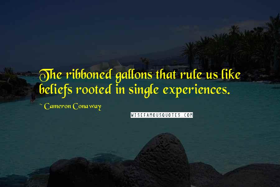 Cameron Conaway Quotes: The ribboned gallons that rule us like beliefs rooted in single experiences.