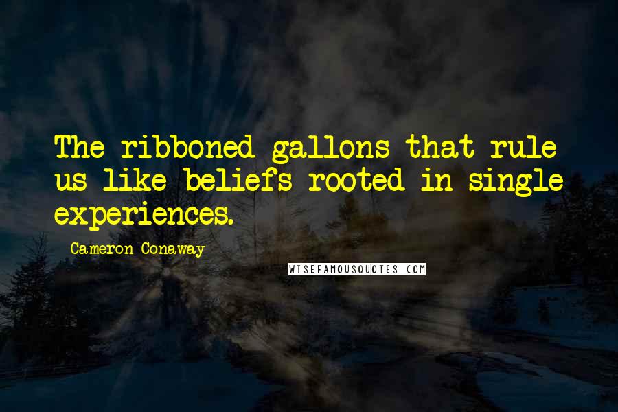 Cameron Conaway Quotes: The ribboned gallons that rule us like beliefs rooted in single experiences.