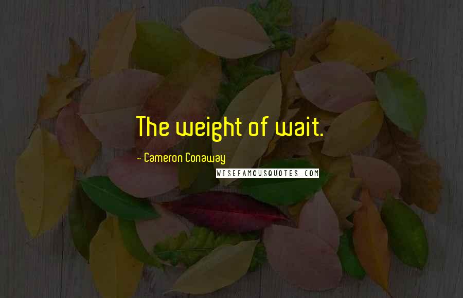 Cameron Conaway Quotes: The weight of wait.