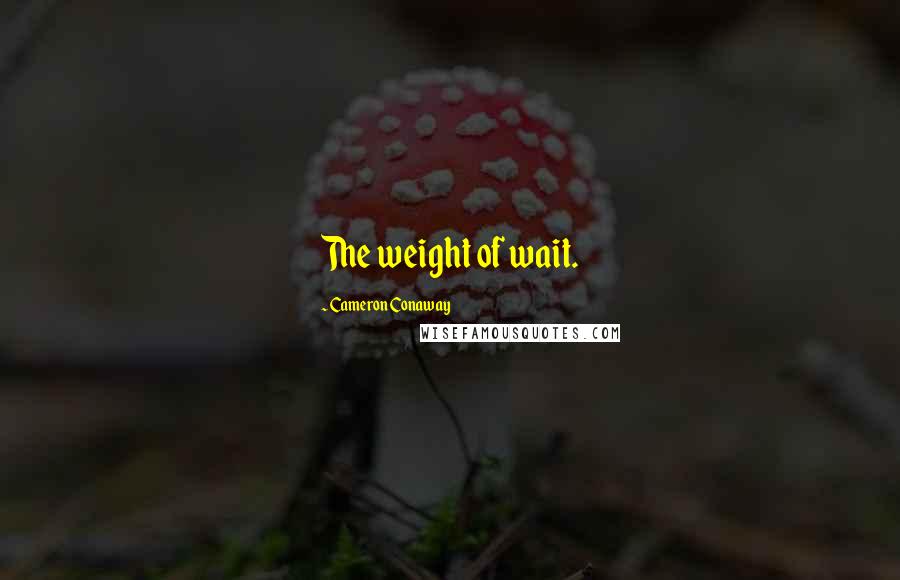 Cameron Conaway Quotes: The weight of wait.