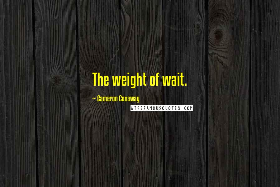Cameron Conaway Quotes: The weight of wait.