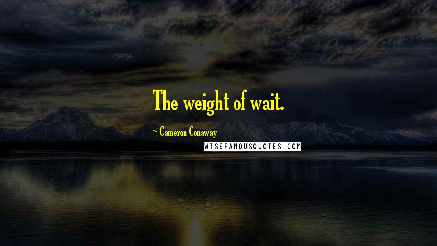 Cameron Conaway Quotes: The weight of wait.