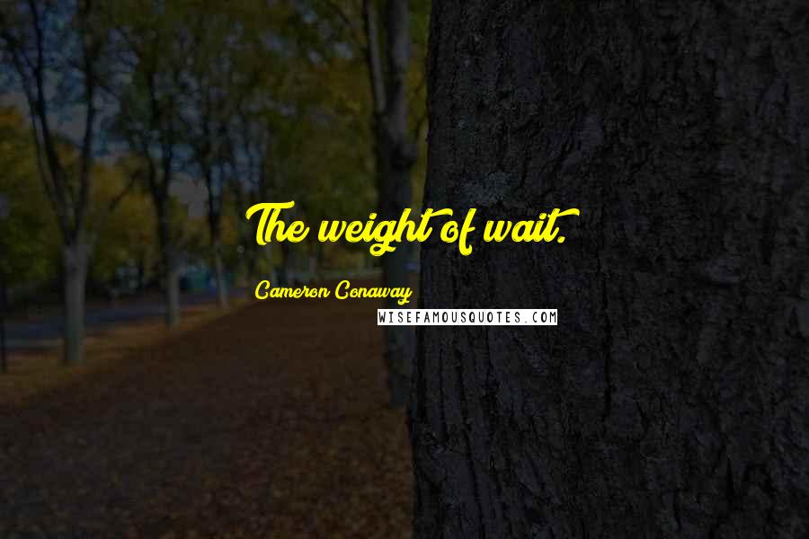 Cameron Conaway Quotes: The weight of wait.