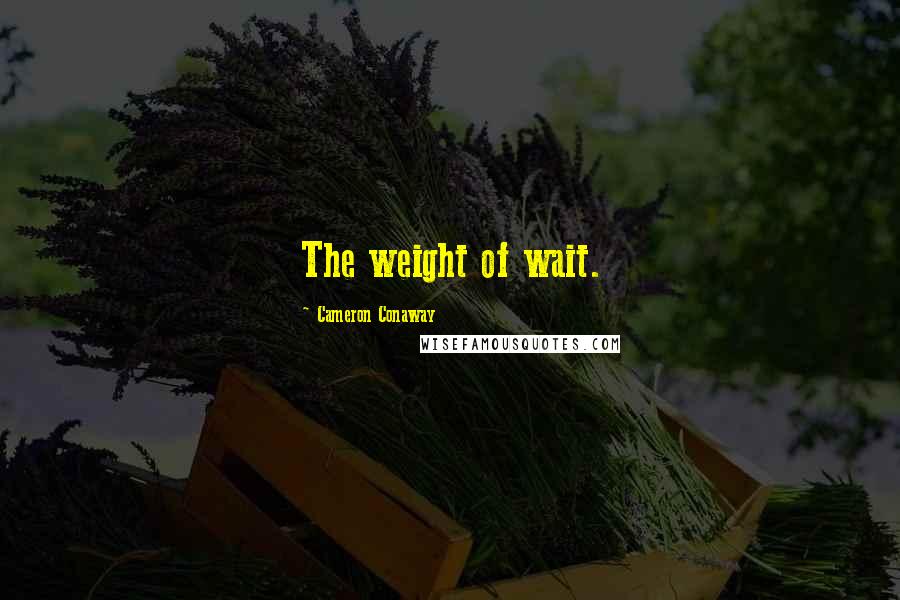 Cameron Conaway Quotes: The weight of wait.