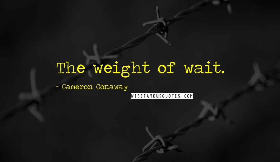 Cameron Conaway Quotes: The weight of wait.