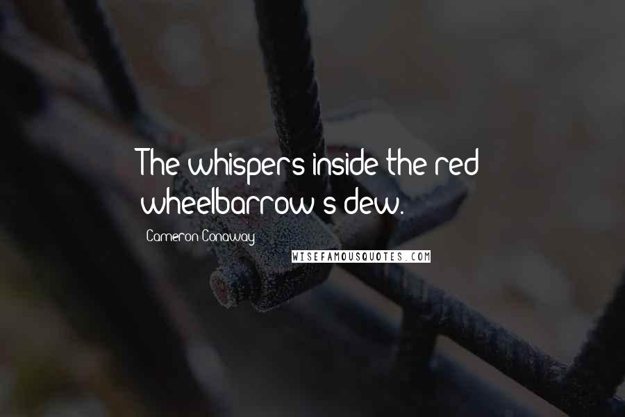 Cameron Conaway Quotes: The whispers inside the red wheelbarrow's dew.