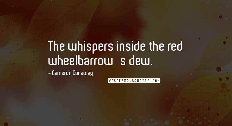 Cameron Conaway Quotes: The whispers inside the red wheelbarrow's dew.