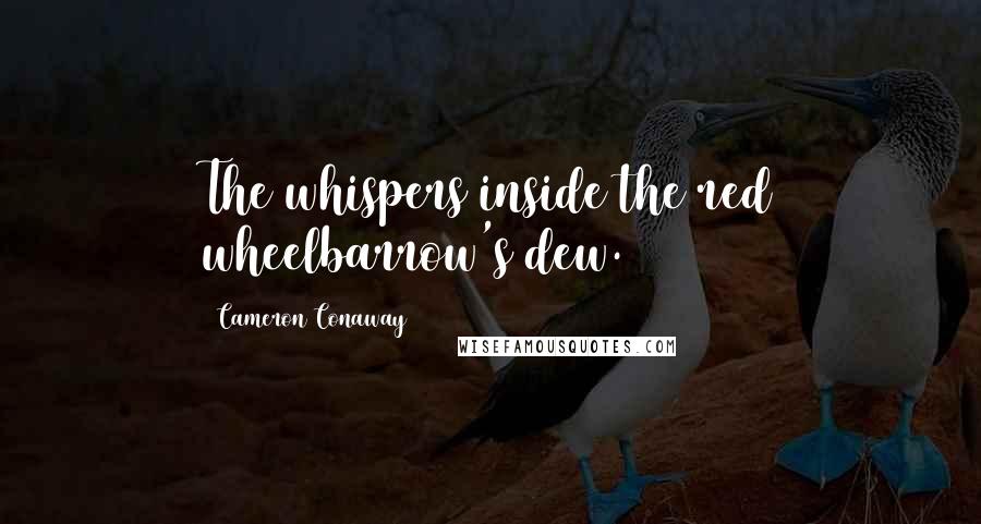 Cameron Conaway Quotes: The whispers inside the red wheelbarrow's dew.