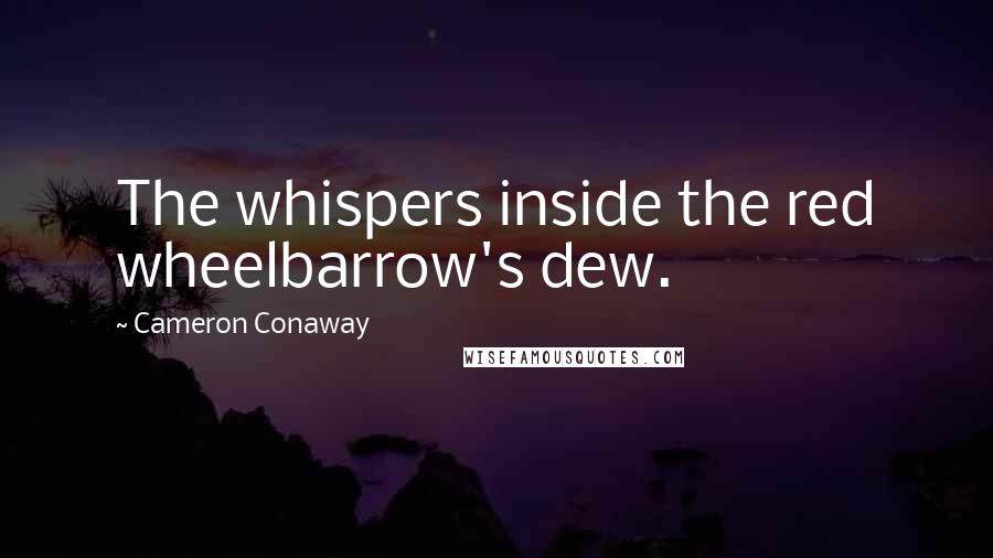Cameron Conaway Quotes: The whispers inside the red wheelbarrow's dew.