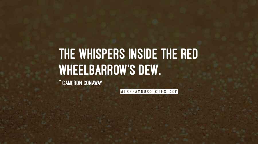 Cameron Conaway Quotes: The whispers inside the red wheelbarrow's dew.