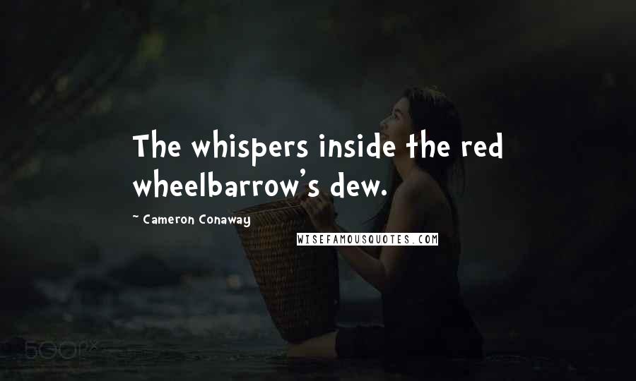 Cameron Conaway Quotes: The whispers inside the red wheelbarrow's dew.