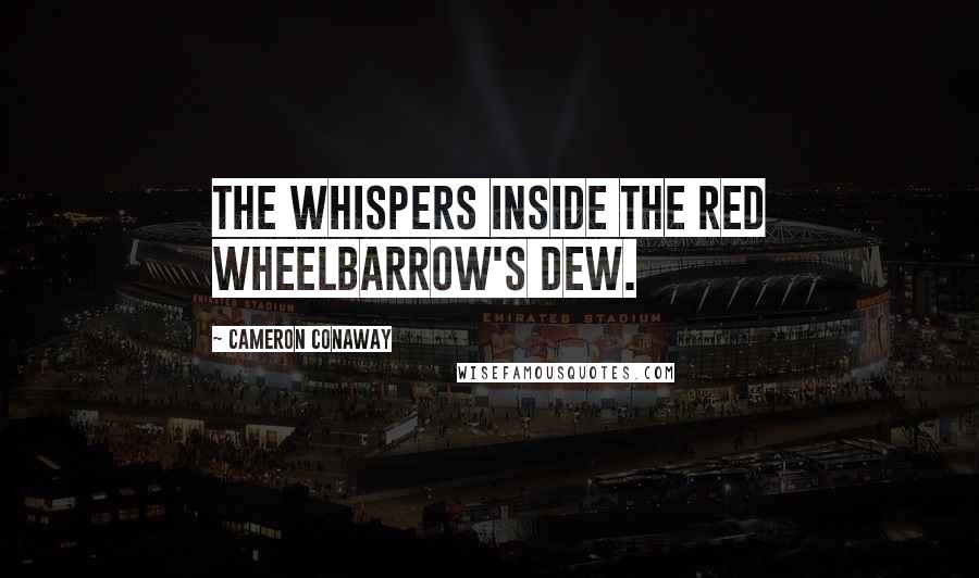 Cameron Conaway Quotes: The whispers inside the red wheelbarrow's dew.