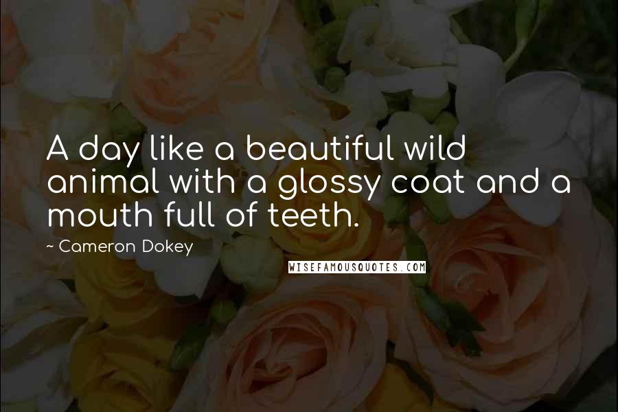 Cameron Dokey Quotes: A day like a beautiful wild animal with a glossy coat and a mouth full of teeth.