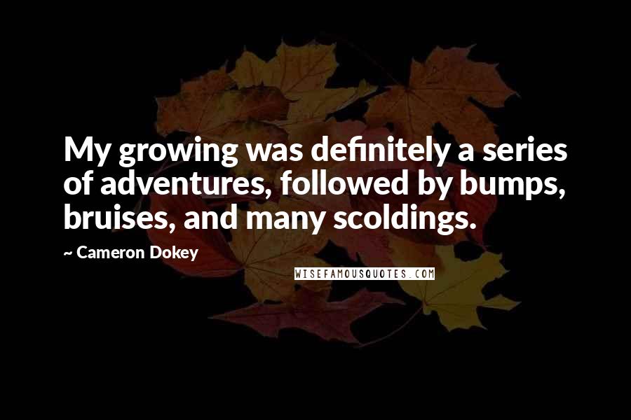 Cameron Dokey Quotes: My growing was definitely a series of adventures, followed by bumps, bruises, and many scoldings.