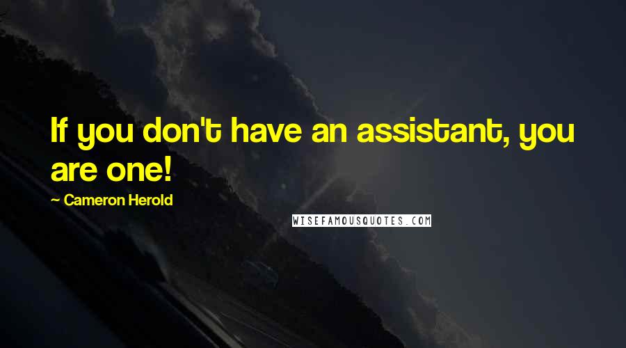 Cameron Herold Quotes: If you don't have an assistant, you are one!