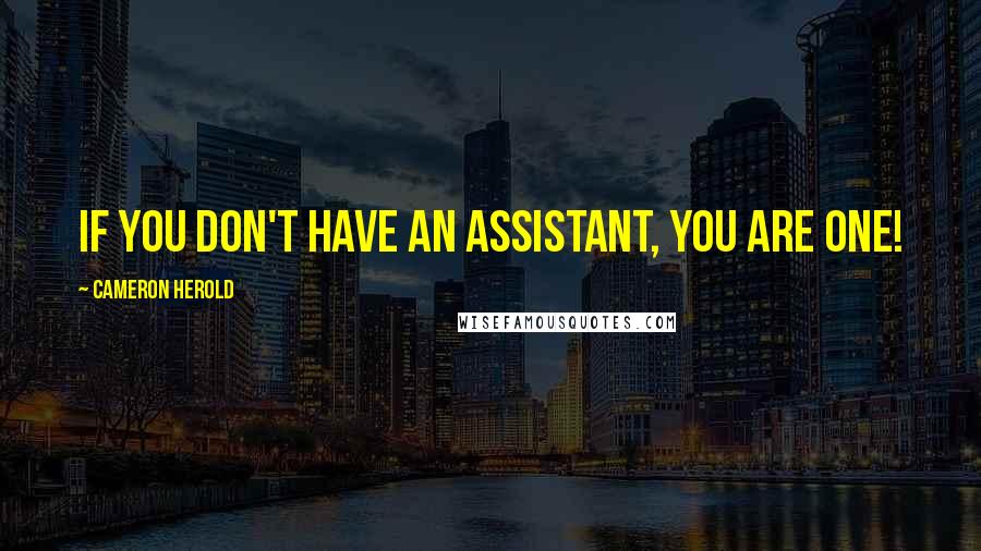 Cameron Herold Quotes: If you don't have an assistant, you are one!