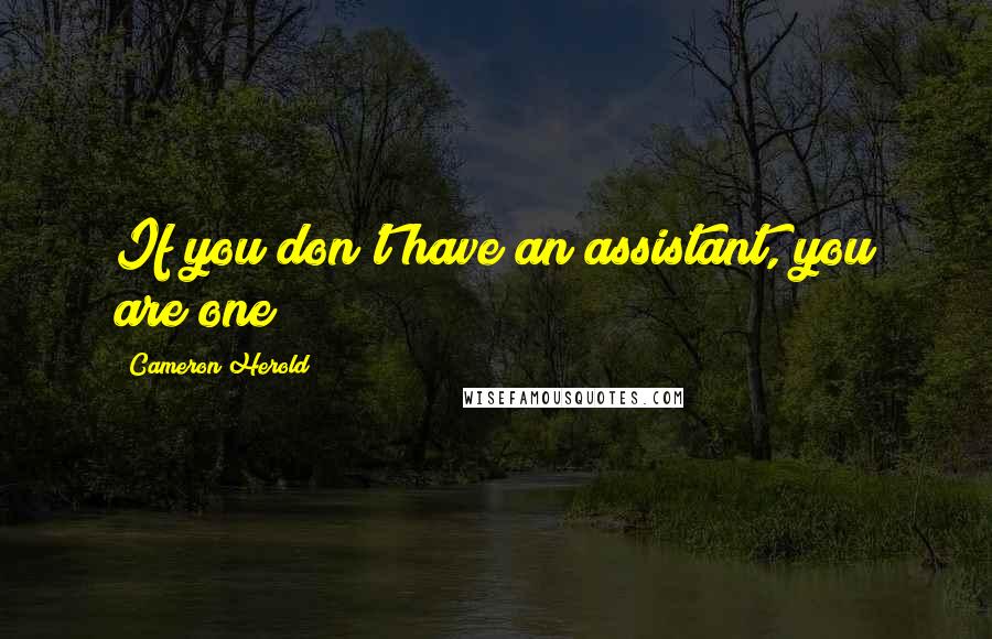 Cameron Herold Quotes: If you don't have an assistant, you are one!