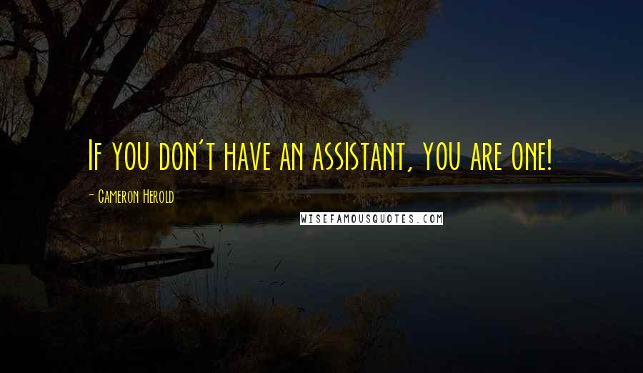 Cameron Herold Quotes: If you don't have an assistant, you are one!