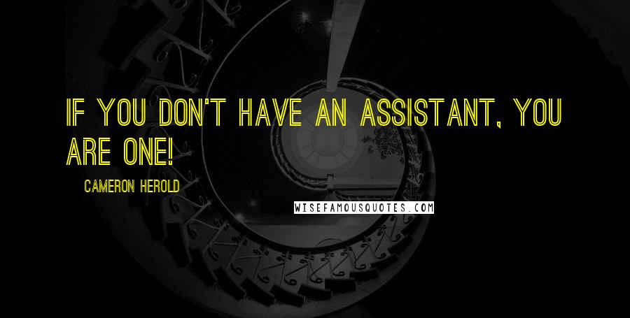 Cameron Herold Quotes: If you don't have an assistant, you are one!