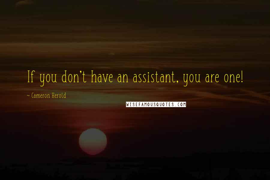 Cameron Herold Quotes: If you don't have an assistant, you are one!