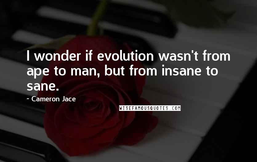 Cameron Jace Quotes: I wonder if evolution wasn't from ape to man, but from insane to sane.