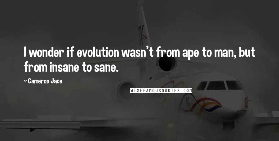 Cameron Jace Quotes: I wonder if evolution wasn't from ape to man, but from insane to sane.