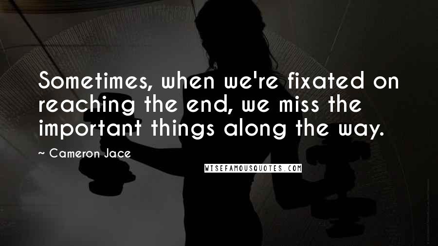 Cameron Jace Quotes: Sometimes, when we're fixated on reaching the end, we miss the important things along the way.
