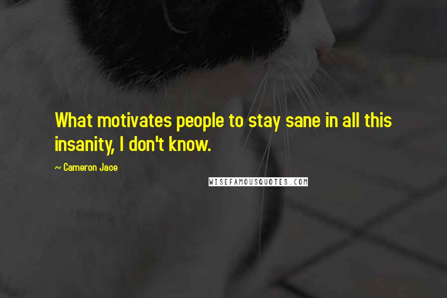 Cameron Jace Quotes: What motivates people to stay sane in all this insanity, I don't know.
