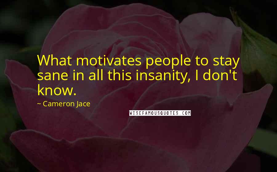 Cameron Jace Quotes: What motivates people to stay sane in all this insanity, I don't know.