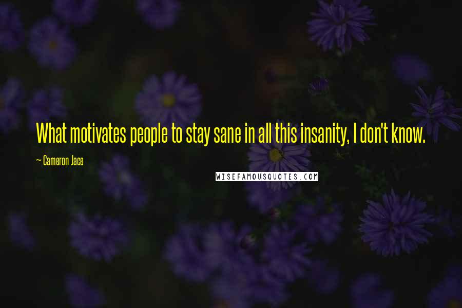 Cameron Jace Quotes: What motivates people to stay sane in all this insanity, I don't know.