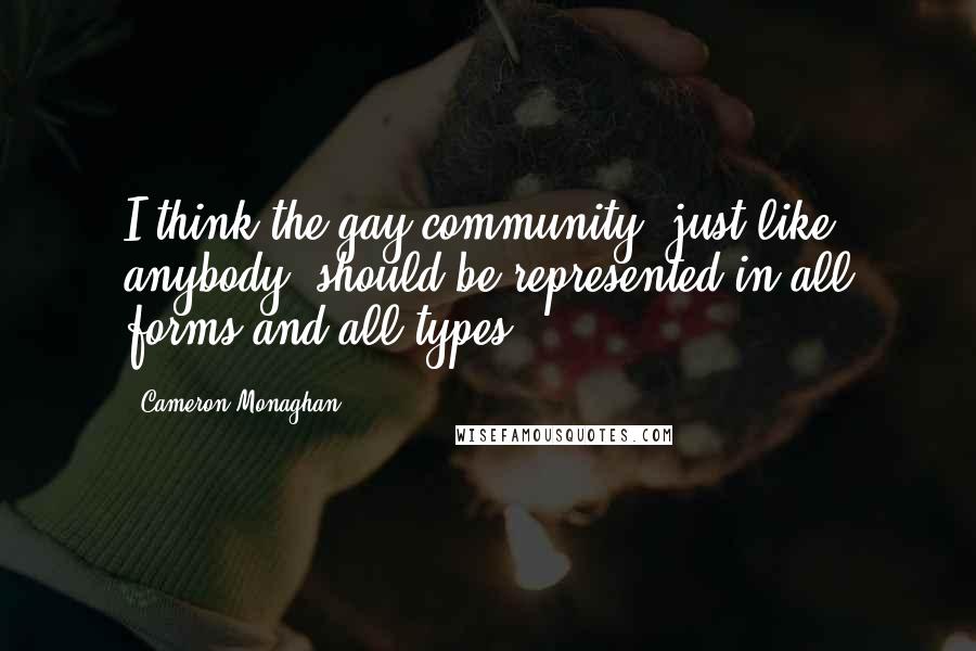 Cameron Monaghan Quotes: I think the gay community, just like anybody, should be represented in all forms and all types.